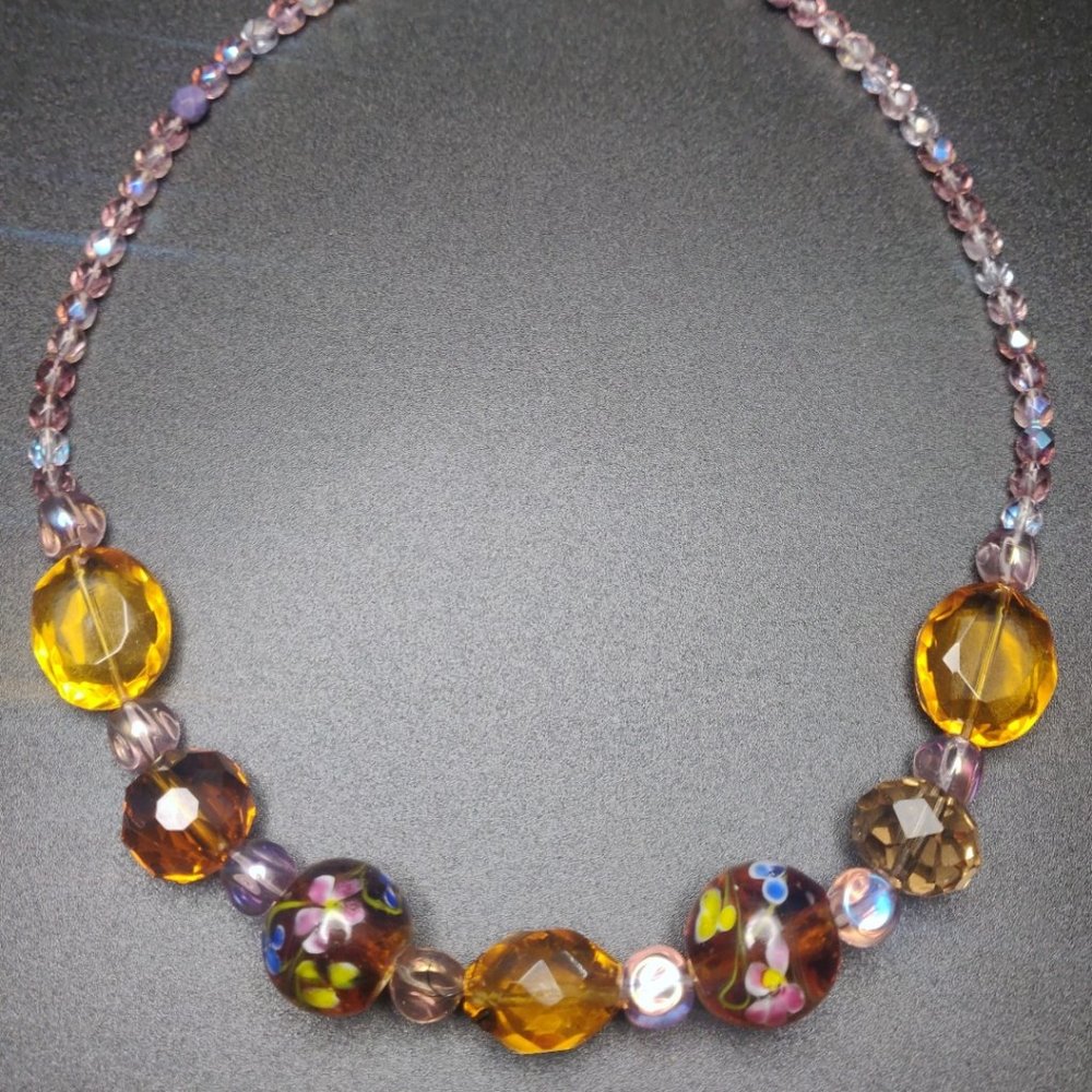 vintage Glass Bead Necklace - Picture 2 of 6